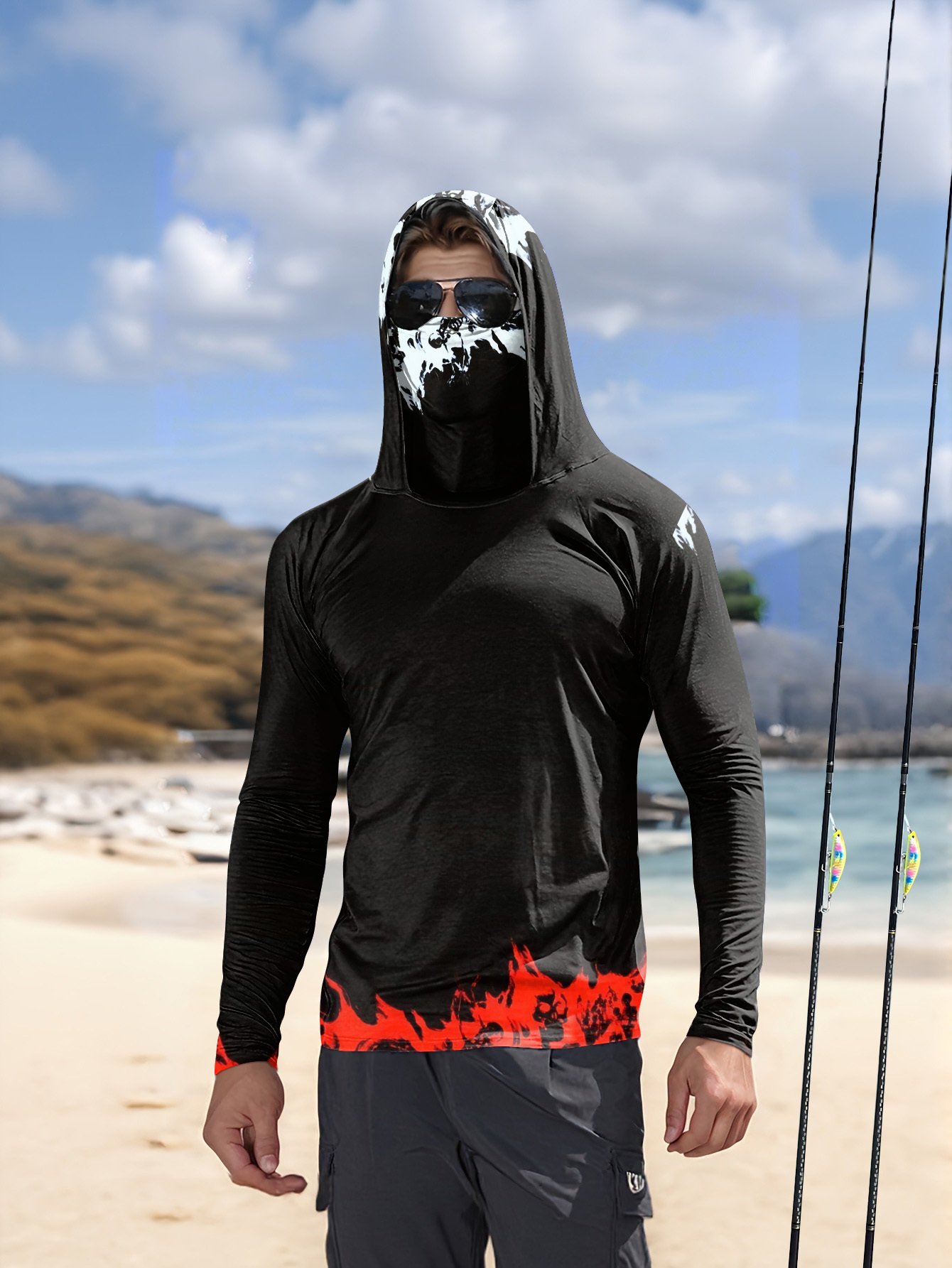 Men Hood Fishing Shirt long sl - Fishing Shirt Uv Protection avis et prix