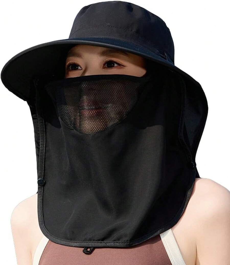 Women Wide Brim Sun Hat With F - Fishing Mask Sun Protection avis et prix