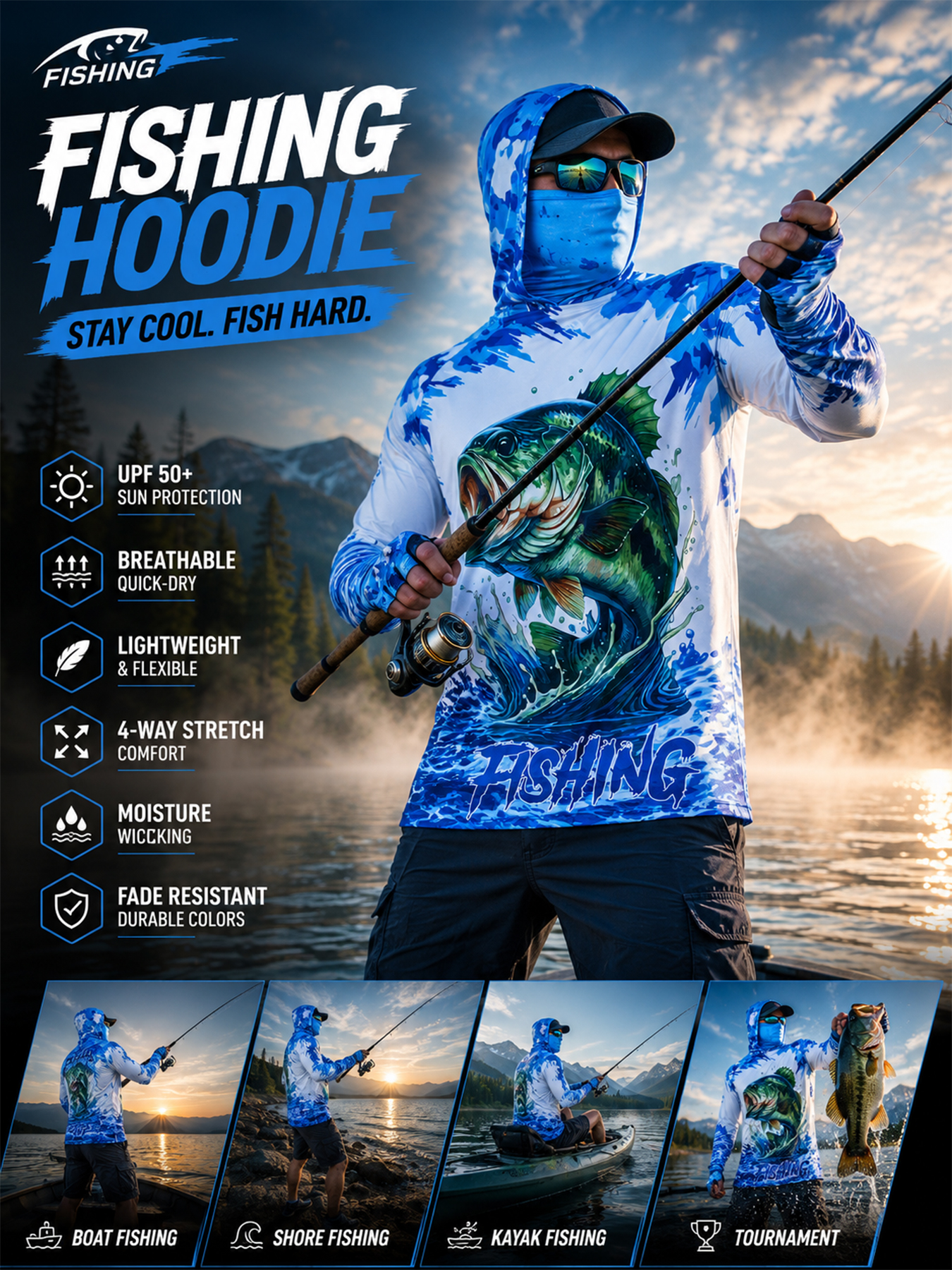 Fishing Hooded Shirt Upf 50 Fi - Fishing Hoodie avis et prix