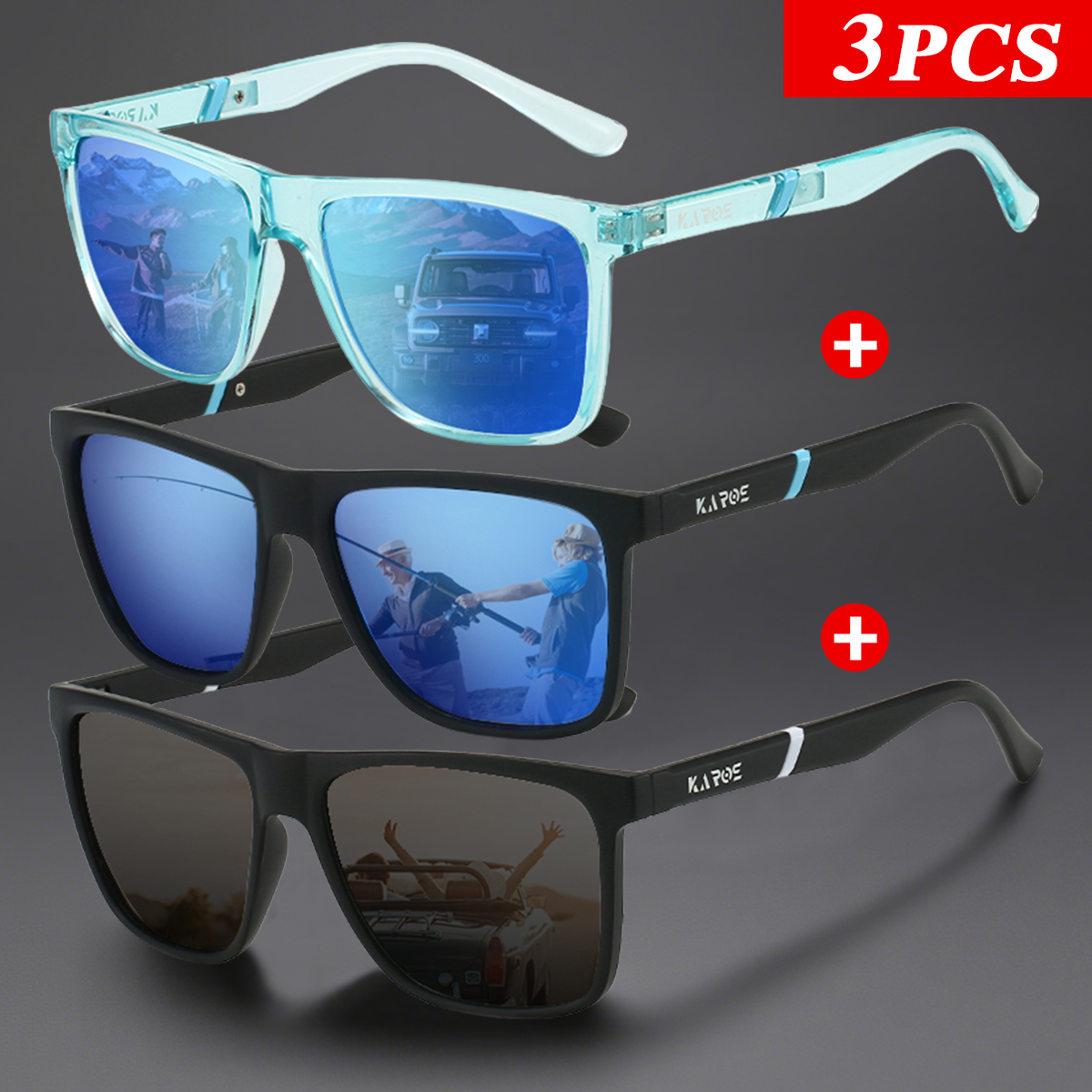 3Pcs/Set Karos Polarized Sungl - Fishing Sunglasses Polarized avis et prix
