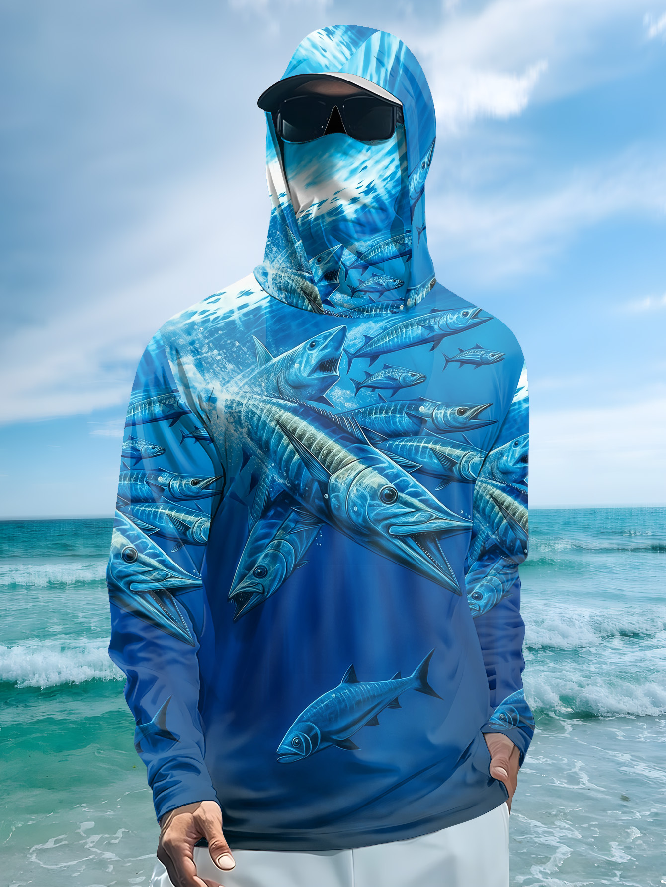 Men Hood Fishing Shirt long sl - Fishing Shirt Uv Protection avis et prix