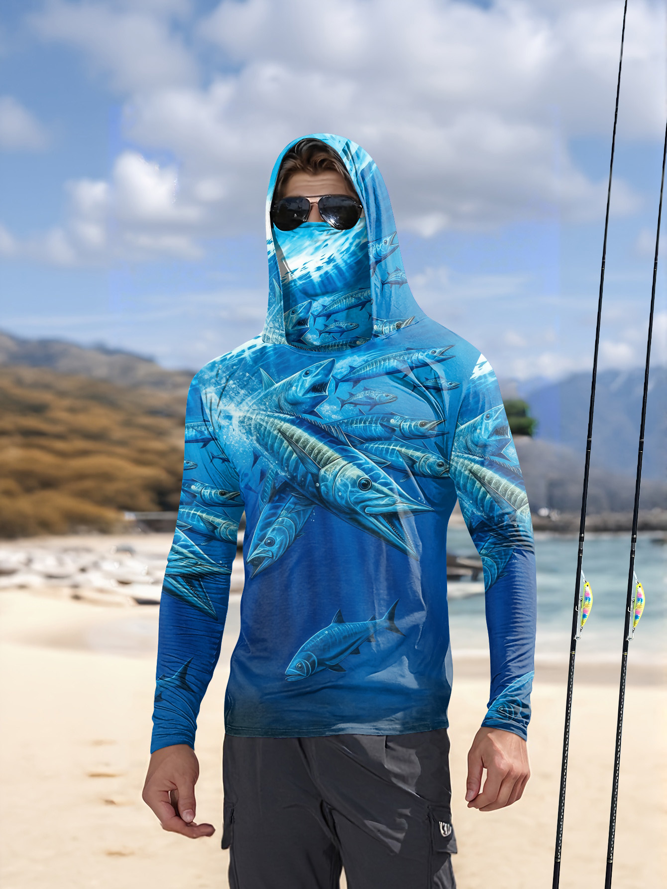 Men Hood Fishing Shirt long sl - Fishing Shirt Uv Protection avis et prix